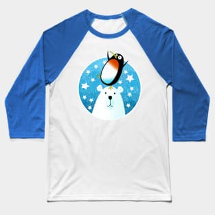 Christmas Polar Bear and Penguin Baseball T-Shirt